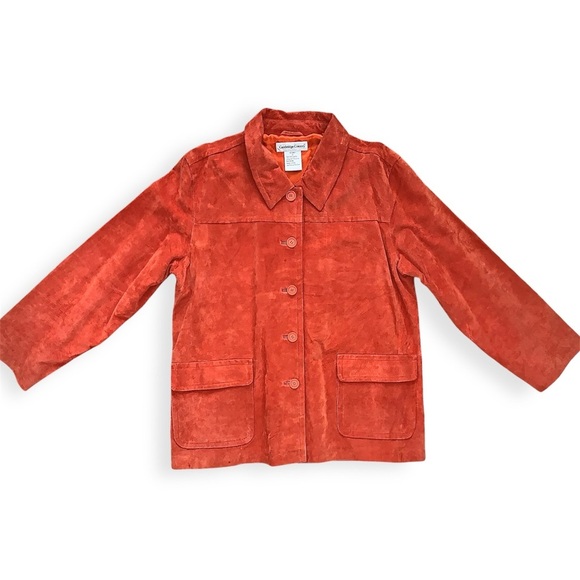 Vintage Authentic 100% Suede Leather Jacket Autumn Rust Orange - Picture 2 of 16